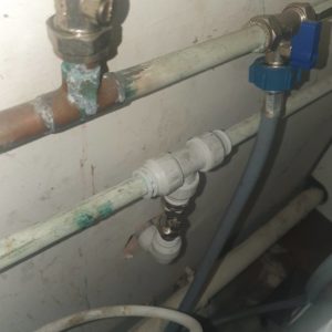 pipework against wall
